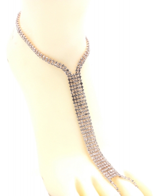 Rhinestone Simple Toering Anklet AN300039 ROSEGOLD